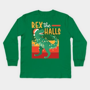 Rex the Halls Kids Long Sleeve T-Shirt
